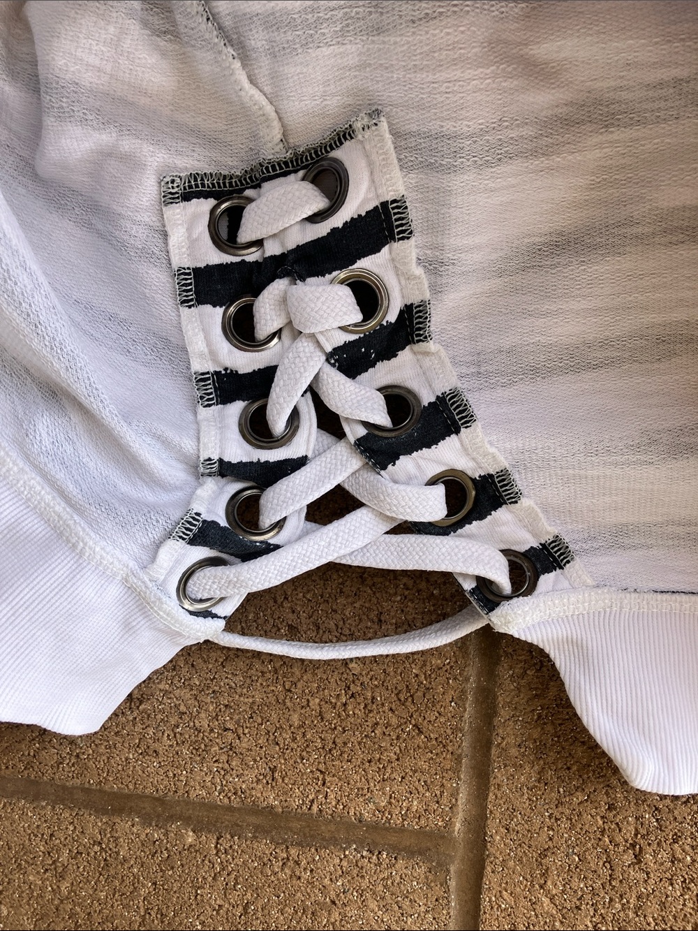 Motherhood Striped Maternity Sweatshirt with Lace-Up Detail - Picture 5 of 5